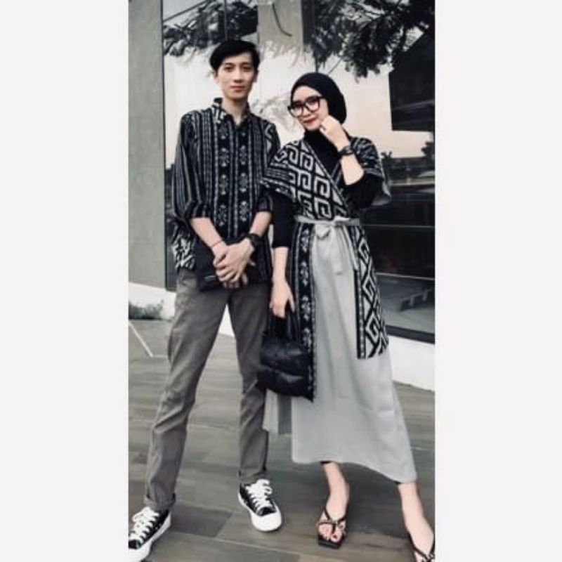 Neisya collection-baju tenun ethnik premium kemeja pria slimfit dan dress wanita couple, baju kondan