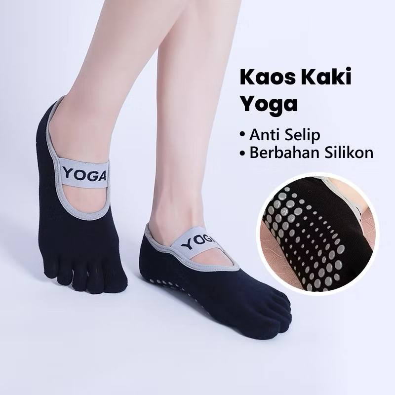 Kaos Kaki Anti Slip Kaos Kaki Olahraga Wanita Full Toe Yoga Socks Kaos Kaki Poundfit