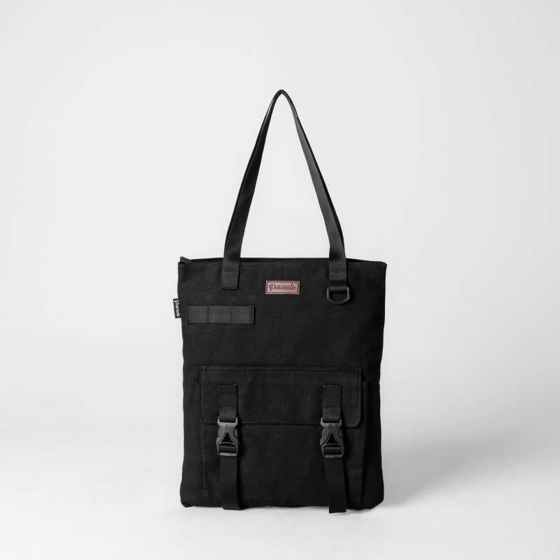 Pamole Yarra Series Tote Bag Tas Bahan Kanvas Unisex - Hitam