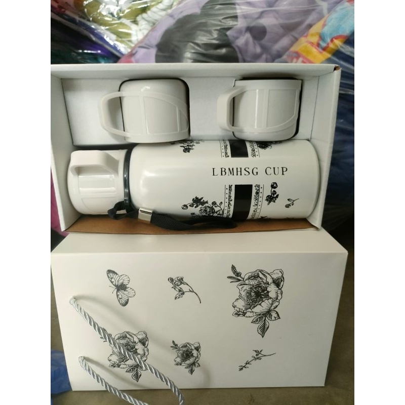 TERMOS SALJU SET CANGKIR + GIFT BOX TSC25 Ready warna hitam dan putih Promo NICE BAGUS MURAH CANTIK 