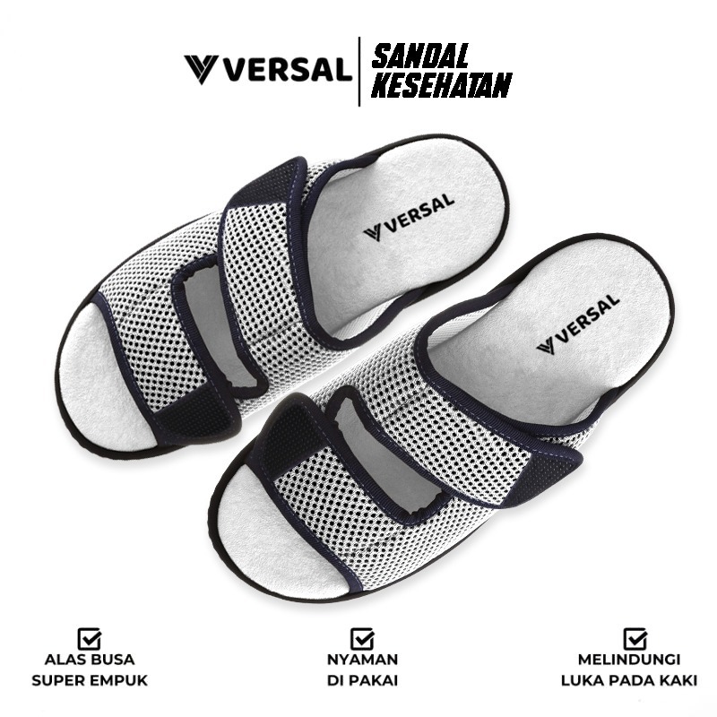 Versal • Sandal Kesehatan Diabetes Sandal Lansia Ringan Super Empuk Anti Slip - Bandua Putih