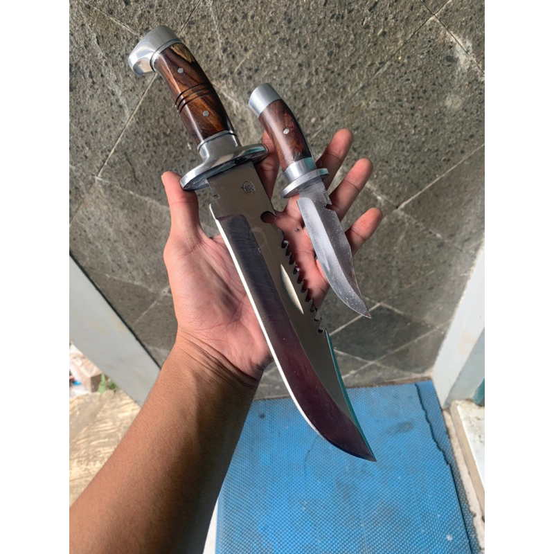 PISAU RAMBO BERANAK ASLI BAJA/ PERKAKAS SURVIVAL/ PISAU TAJAM/ PISAU TEBAS RANTING