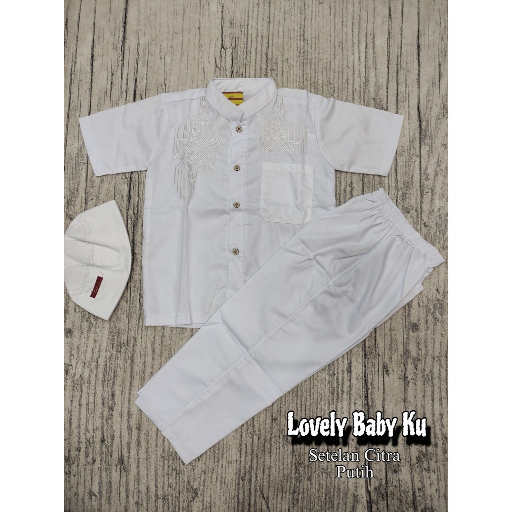 BUSANA MUSLIM ANAK COWOK PUTIH / SETELAN KOKO ANAK PUTIH / KOKO PUTIH CITRA  / KOKO CITRA PUTIH MURA