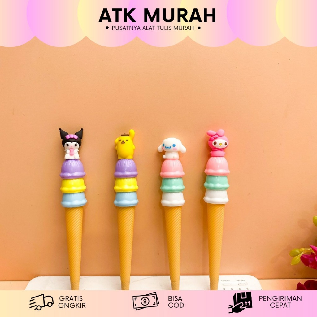 

PEN PENA GEL ICE CREAM CONE SANRIO PGK-1431 LUCU PULPEN BOLPEN TERMURAH SOUVENIR