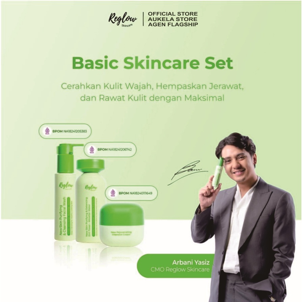 Reglow Basic Skincare Set (Facial Wash, Toner dan Rejuvenating Intensive Cream) Anti Flek Hitam MILI