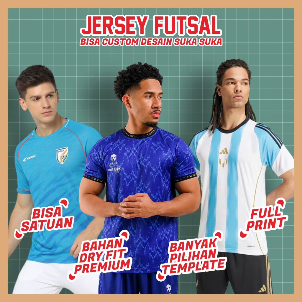 Jersey Futsal CUSTOM SUKA SUKA Jersey Sepakbola Full Printing Bahan Premium Bisa Custom Design Sesua