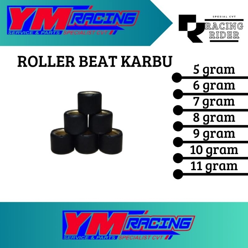 ROLLER 1SET ISI 6PCS/BUTIR YM RACING (Beat Karbu/Scoopy Karbu/Spacy Karbu) | CVT |