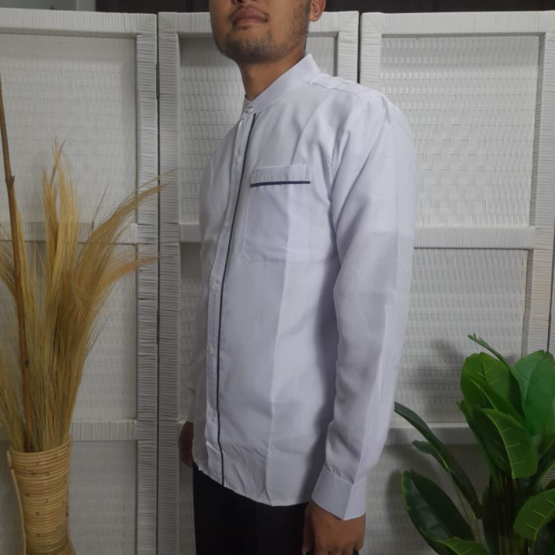 Kemeja Koko Pria Lengan Panjang Bahan Katun Premium Warna Putih