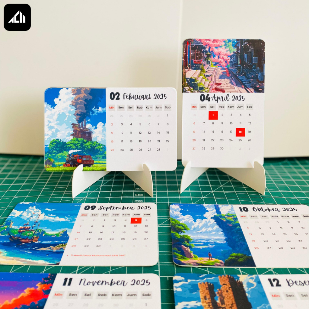 

Kalender Meja Aesthetic 2025 | Bisa Custom Photo & Events | Desk Callendar