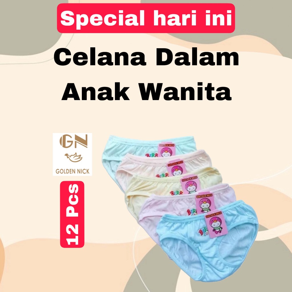 12pcs Celana Dalam Anak Wanita Golden Nick Perempuan CD Cewek