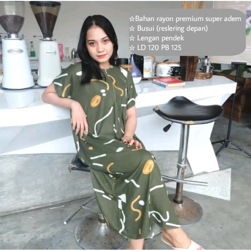 Daster HEBEL Panjang Resleting Semata kaki Busui Kekinian Non Ruffle Model Hebel atau Kelelawar / Da