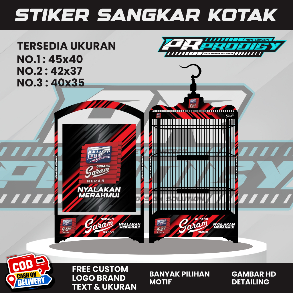 Stiker Decal Sangkar Burung / Sangkar Koper / Sangkar Kosan GUDANG GARAM MERAH