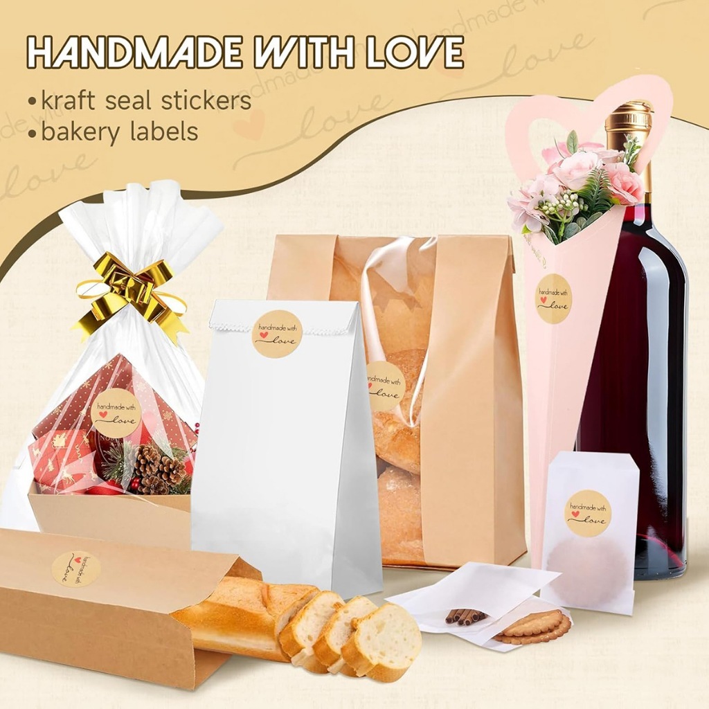 

1 Roll (500pcs) Sticker Handmade with Love/ Sticker Kemasan Makanan/ Sticker Label Packaging Handmade 2,5cm/Sticker Percantik Packaging Makanan Minuman Kue