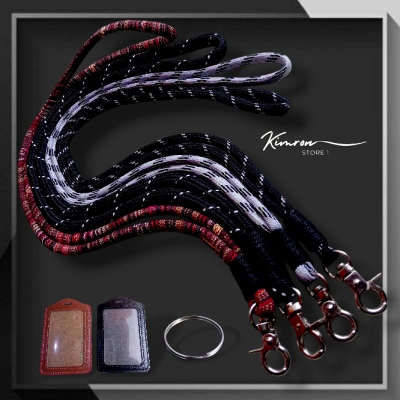 

Name Tag Id Card Holder Lanyard Tali Tenun Etnik Paracord