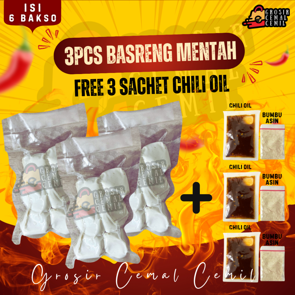 

3 PCS BUNDLING BASRENG MENTAH CHILI OIL ISI 5 & 6 BUTIR