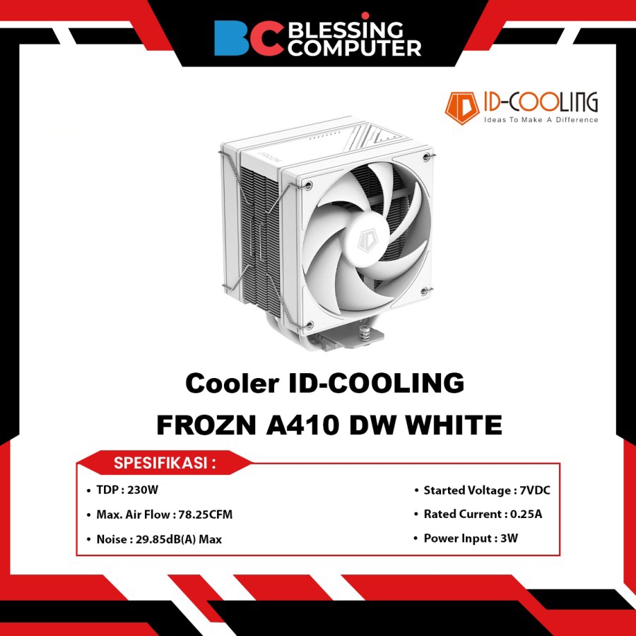 Cooler ID-COOLING FROZN A410 DW WHITE CPU Cooler / Fan Processor / Kipas Processor