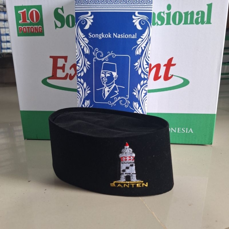 Promo Peci songkok hitam logo menara banten buat anak dan dewasa