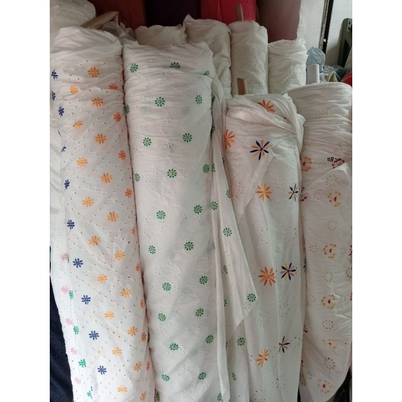 BAHAN / KAIN KATUN BORDIR ATASAN //MUKENA HARGA PER 0.5 METER