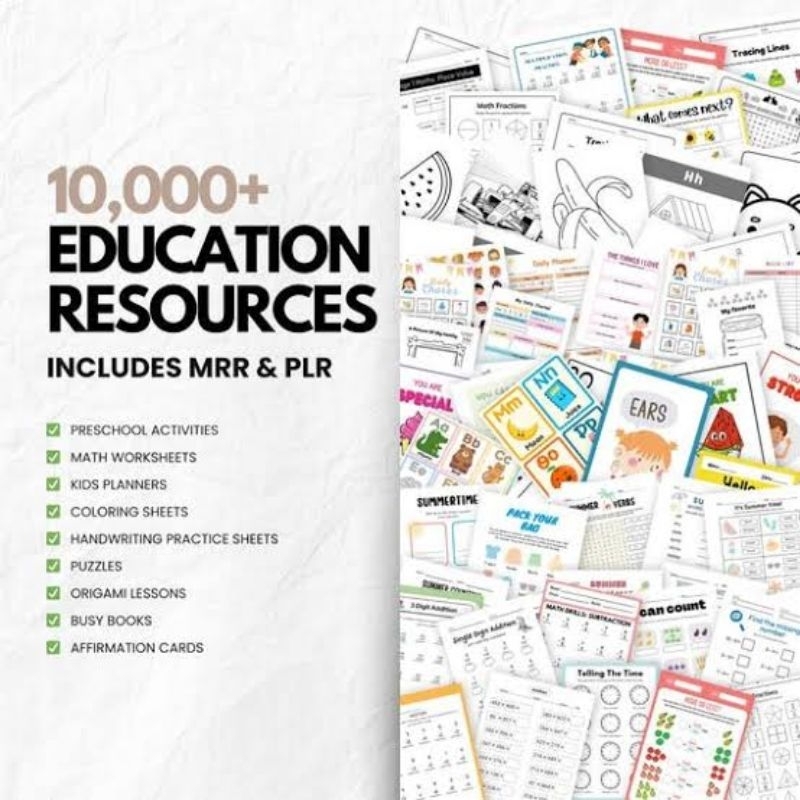 Education Resources worksheet printable anak 2-6 tahun Terlengkap