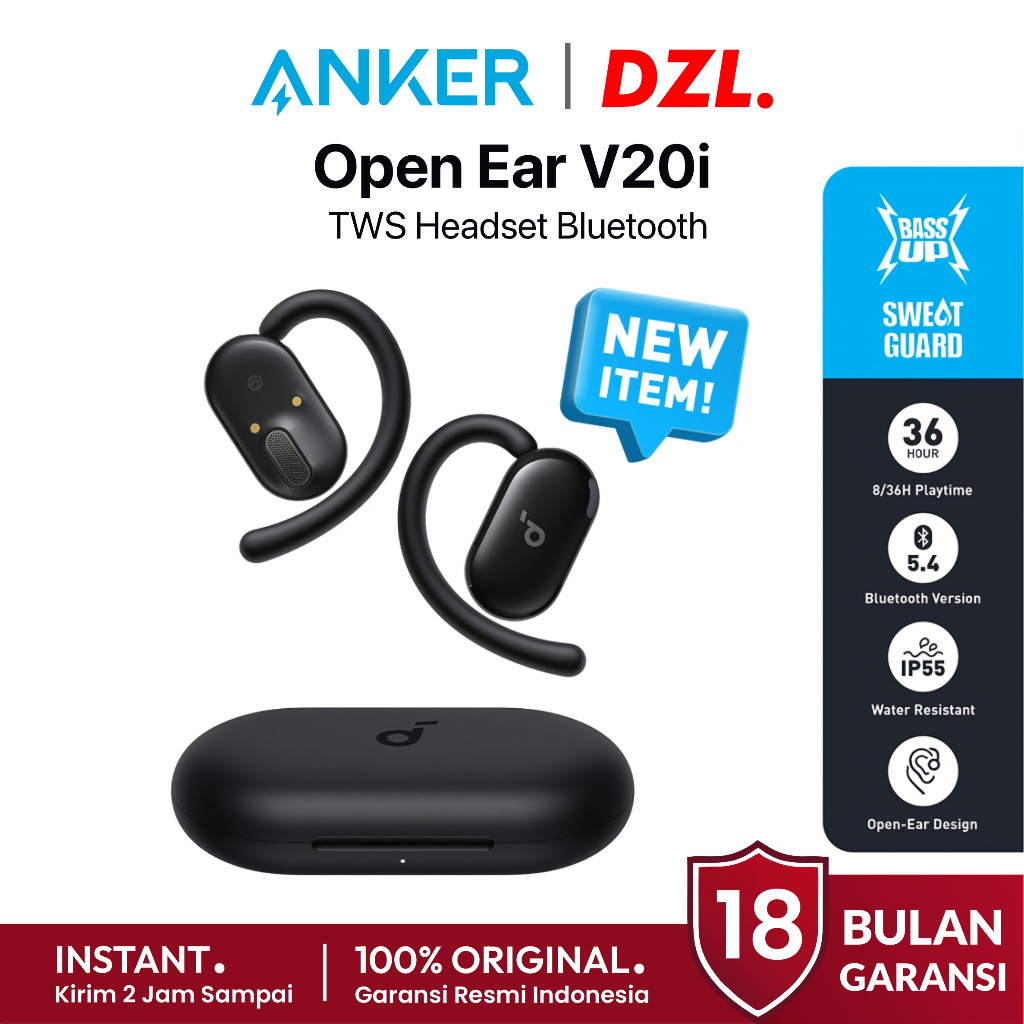 DZL - ANKER Open Ear TWS Headset Bluetooth Soundcore V20i 5.4 Original 100% Garansi Resmi Official S