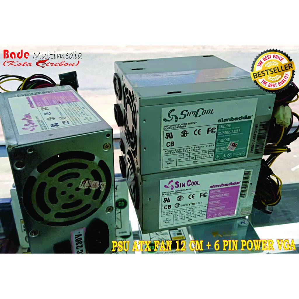 Power Supply PSU ATX 400 450 500 Watt + 6 Pin Power VGA Merek Campur
