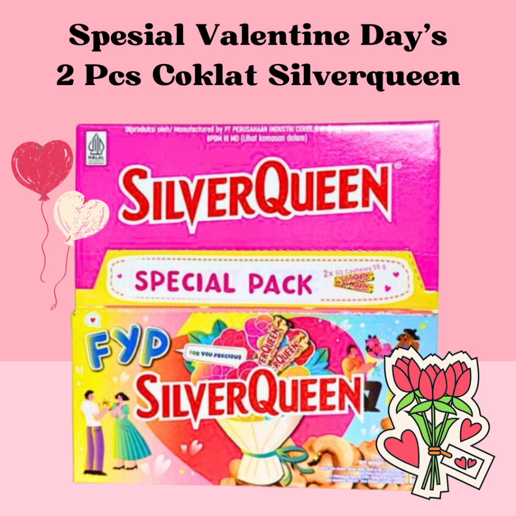 

2 PCS Coklat Silverqueen - SPESIAL VALENTINE - Beli 1 Gratis 1 Coklat Cashew - Perpaduan Coklat Susu Dengan Kacang Mete