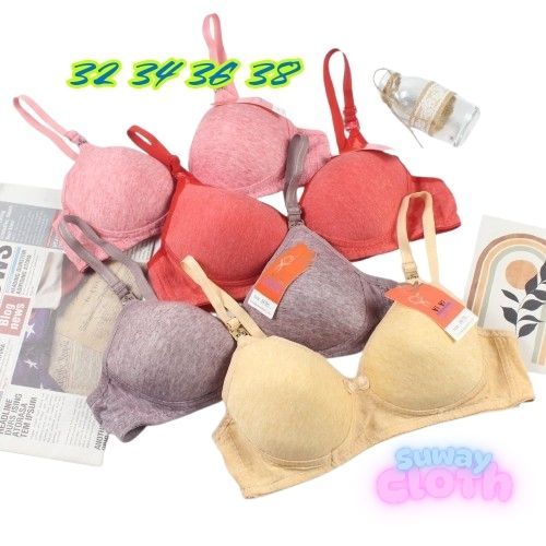 Promo 6 Pcs Bra Pelajar Anak Perempuan Remaja Bahan Katun Busa Cup Bulat Polos - BH anak Tanggung