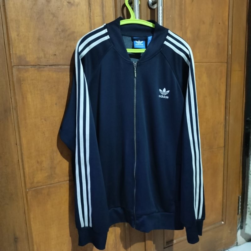 Jaket Tracktop Jumbo Big size Adidas Second Navy List Putih