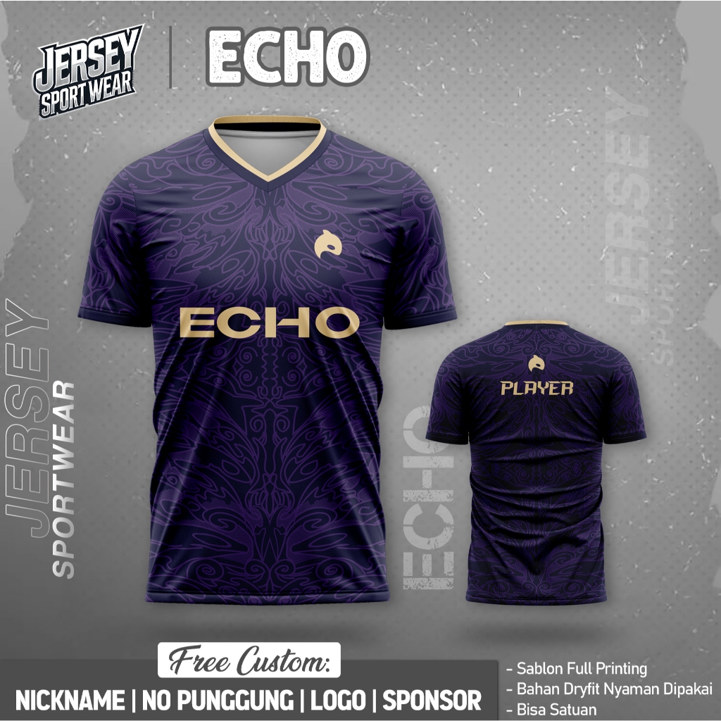 Jersey Gaming Esports "ECHO" Custom Free Nama & Nomor Punggung