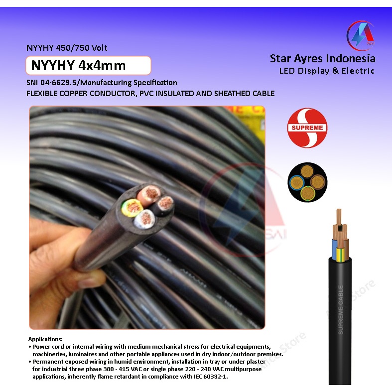 KABEL NYYHY / NYMHY 4X4 MM SUPREME / KABEL SERABUT NYYHY 4X4mm