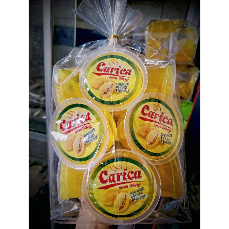 

manisan carica dieng isi 12 cup 120ml kemasan plastik - 100% gula murni - carica khas dieng wonosobo