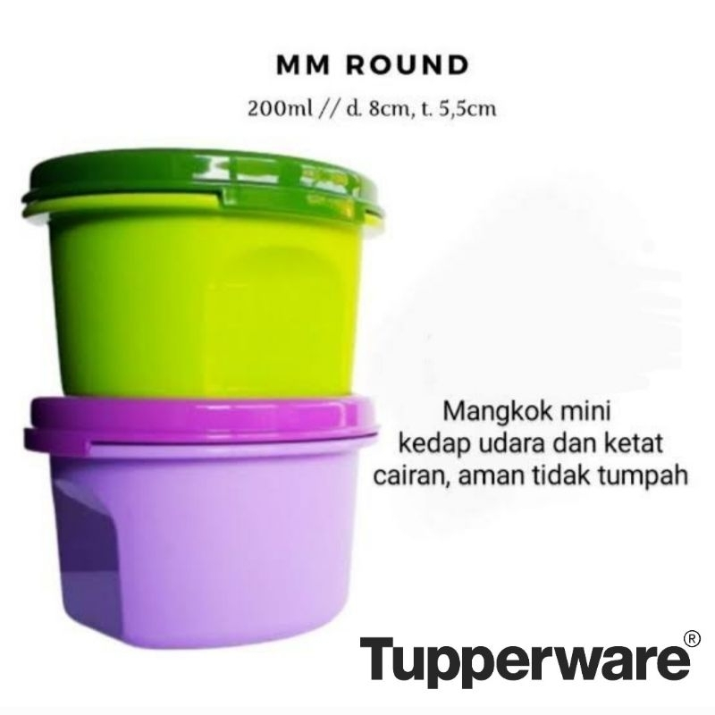 Tupperware MM round 200ml Toples Mini Kedap Udara Anti Tumpah Mangkok Mpasi