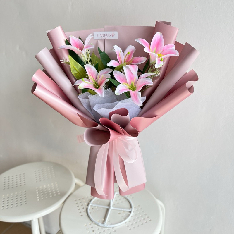 [LILY BOUQUET] Buket bunga lily artificial buket bunga palsu buket bunga wisuda buket bunga