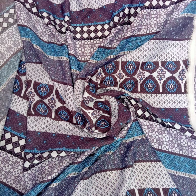 Kain - Kain Twill Shakilla Motif Ecnik Import - Kain Shakila Korea - Kain Meteran Pj | Harga Per Set