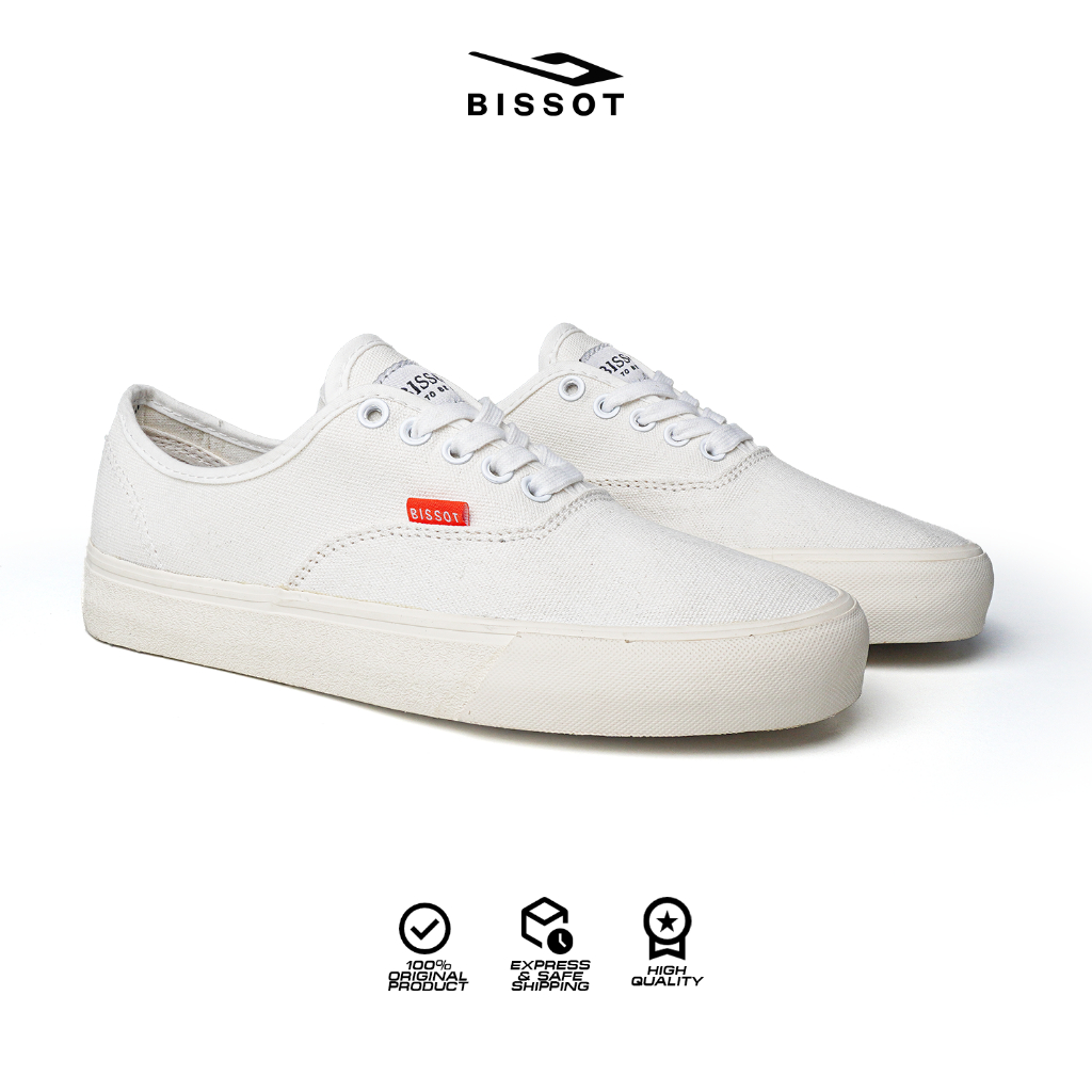 Bissot Nara Full White - Sepatu Sneakers Casual Pria Wanita