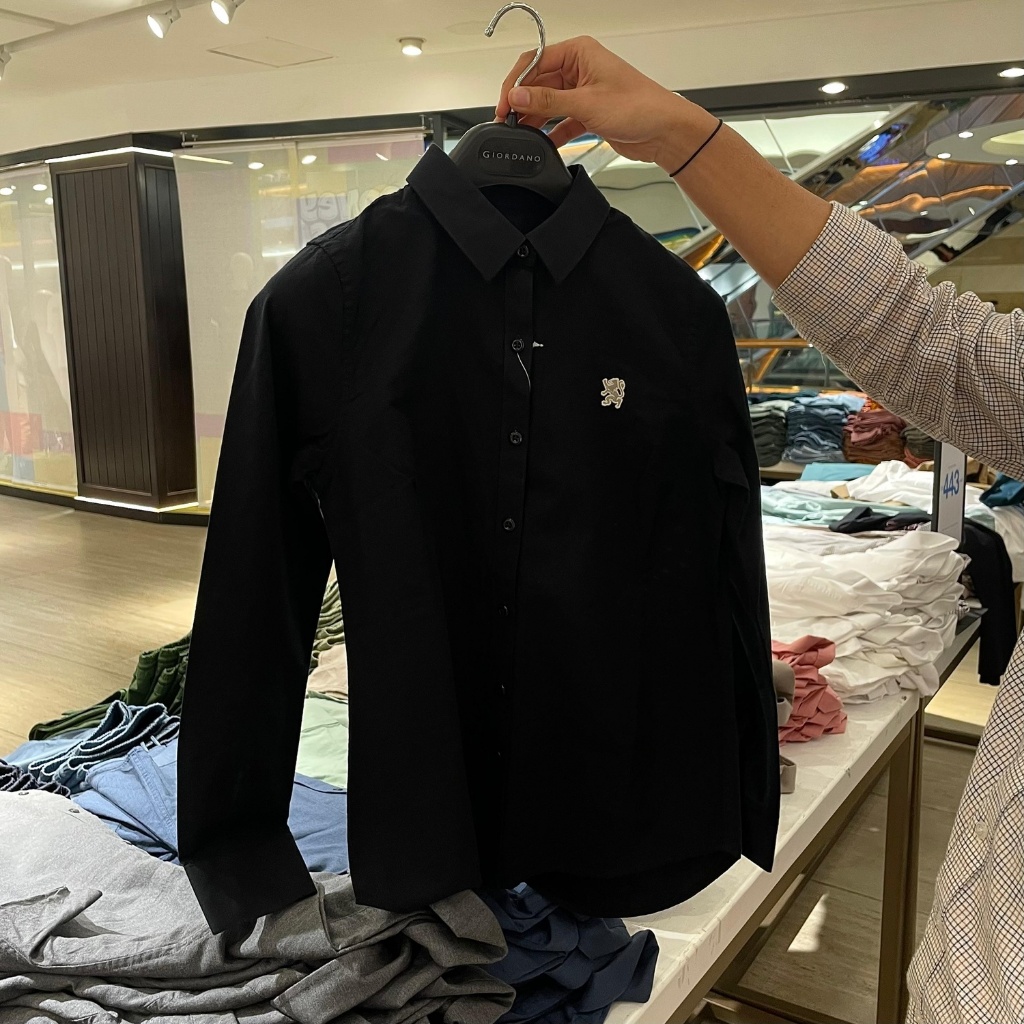 KEMEJA GIORDANO SHIRT PRIA & WANITA LENGAN PANJANG OXFORD COTTON SLIMFIT 100% ORIGINAL STORE