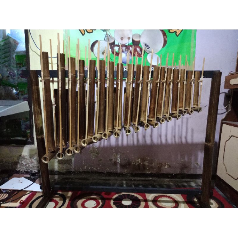 Angklung Hitam  18 Nada Ukuran Jumbo Angklung 2.5 Oktaf