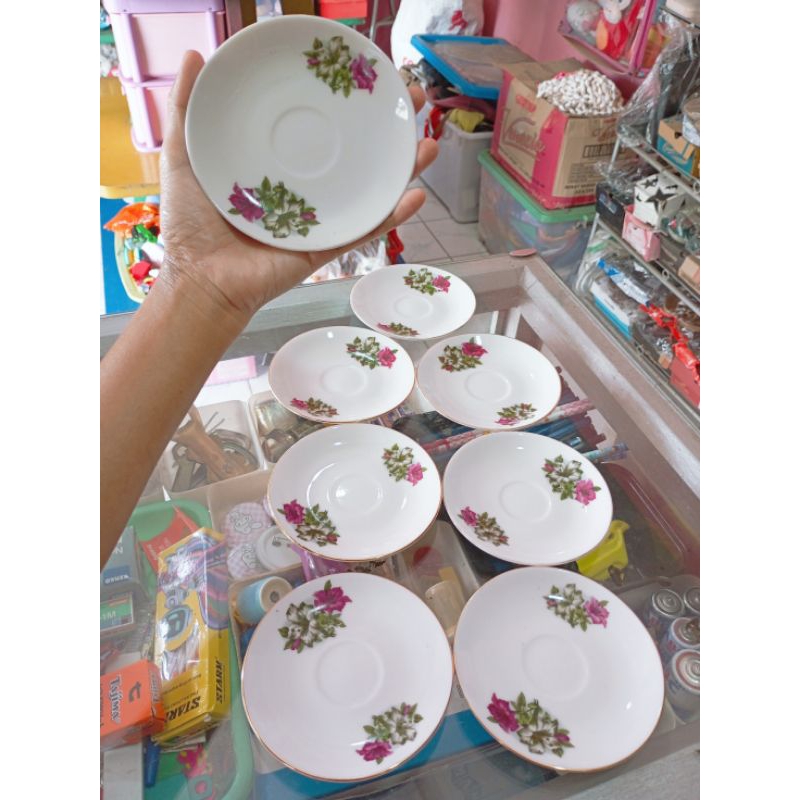 Piring Lepek Mini 11cm Bunga Kangkung Jadul 8pcs