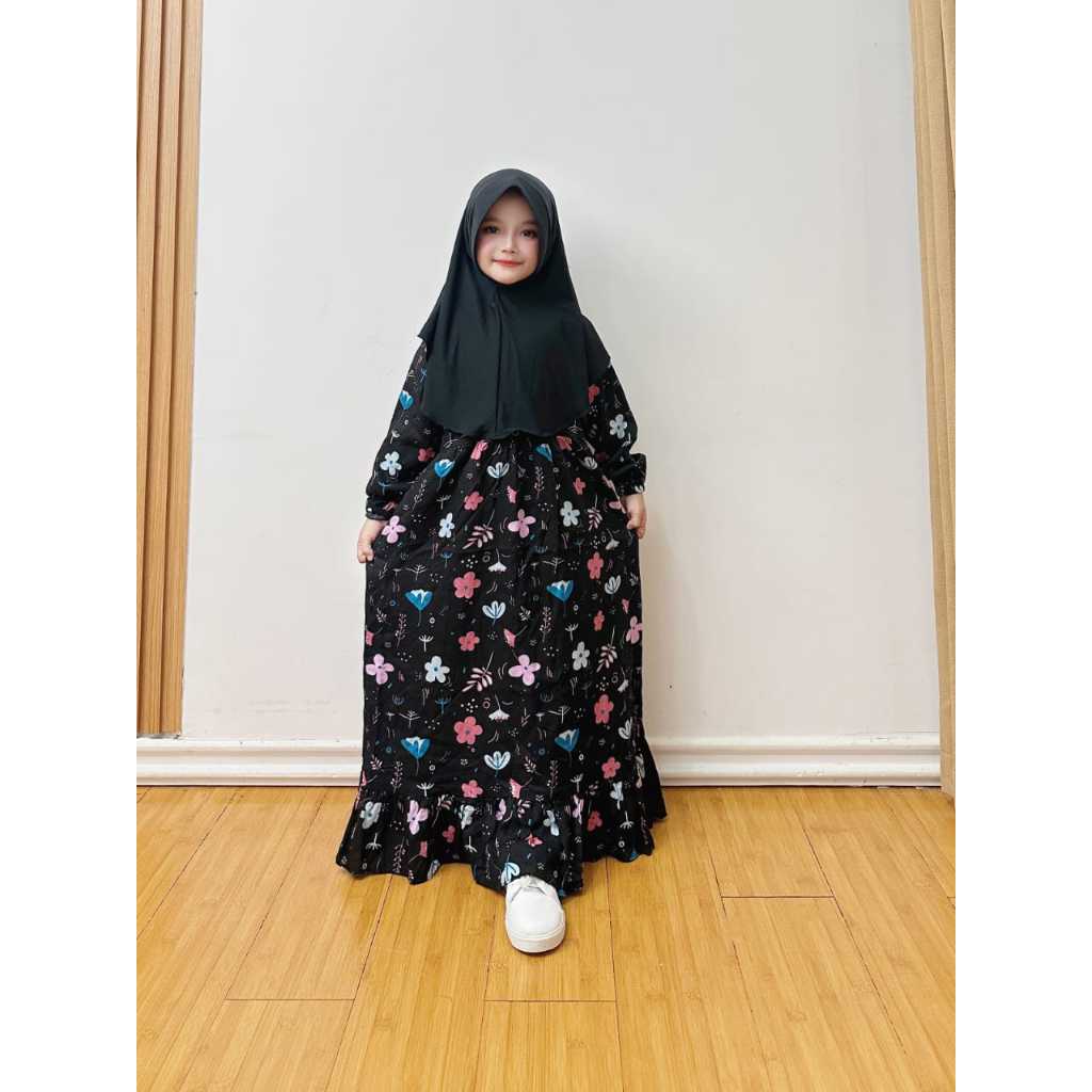 Syakila Gamis Anak Perempuan 1 - 12 tahun Motif Rayon Premium set hijab