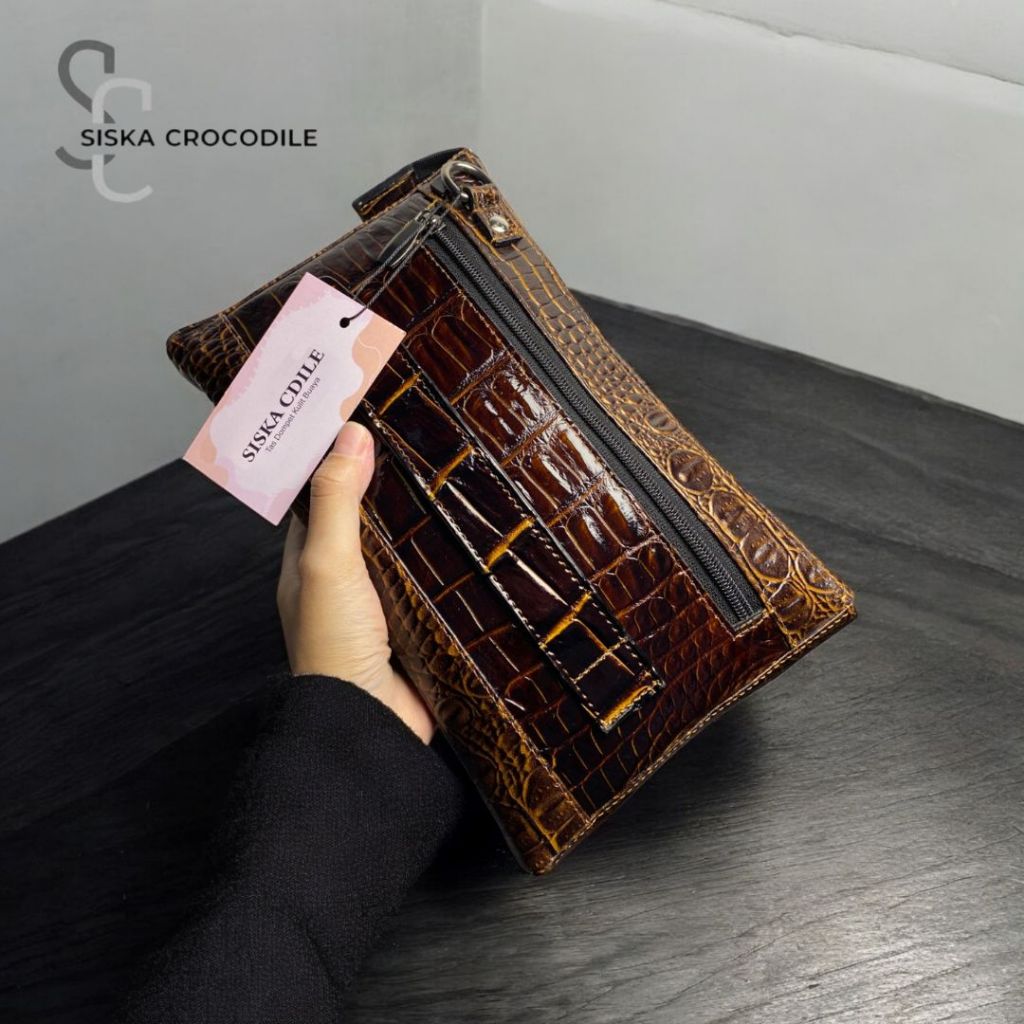 SC SISKA CROCODILE - Clutch Handbag Kulit Pria Tas Tangan Pria Handbag Kekinian Kulit Asli