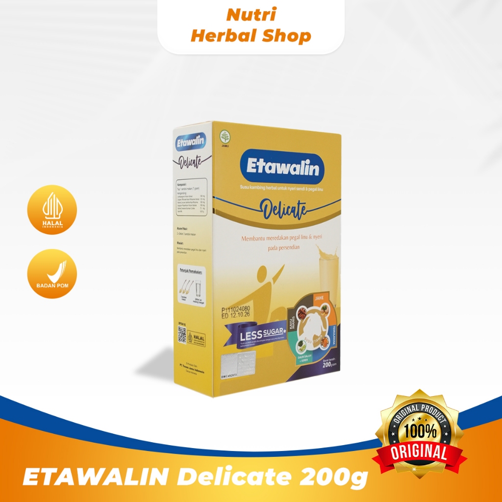 

ETAWALIN Delicate Rendah Gula kemasan 200 gr Atasi Nyeri Sendi dan Tulang Aman Dikonsumsi BPOM