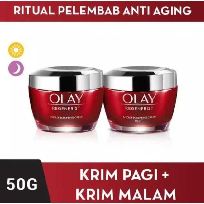 OLAY Regenerist Micro Sculpting Day + Night Cream 50gr - Krim Anti Aging Siang dan Malam