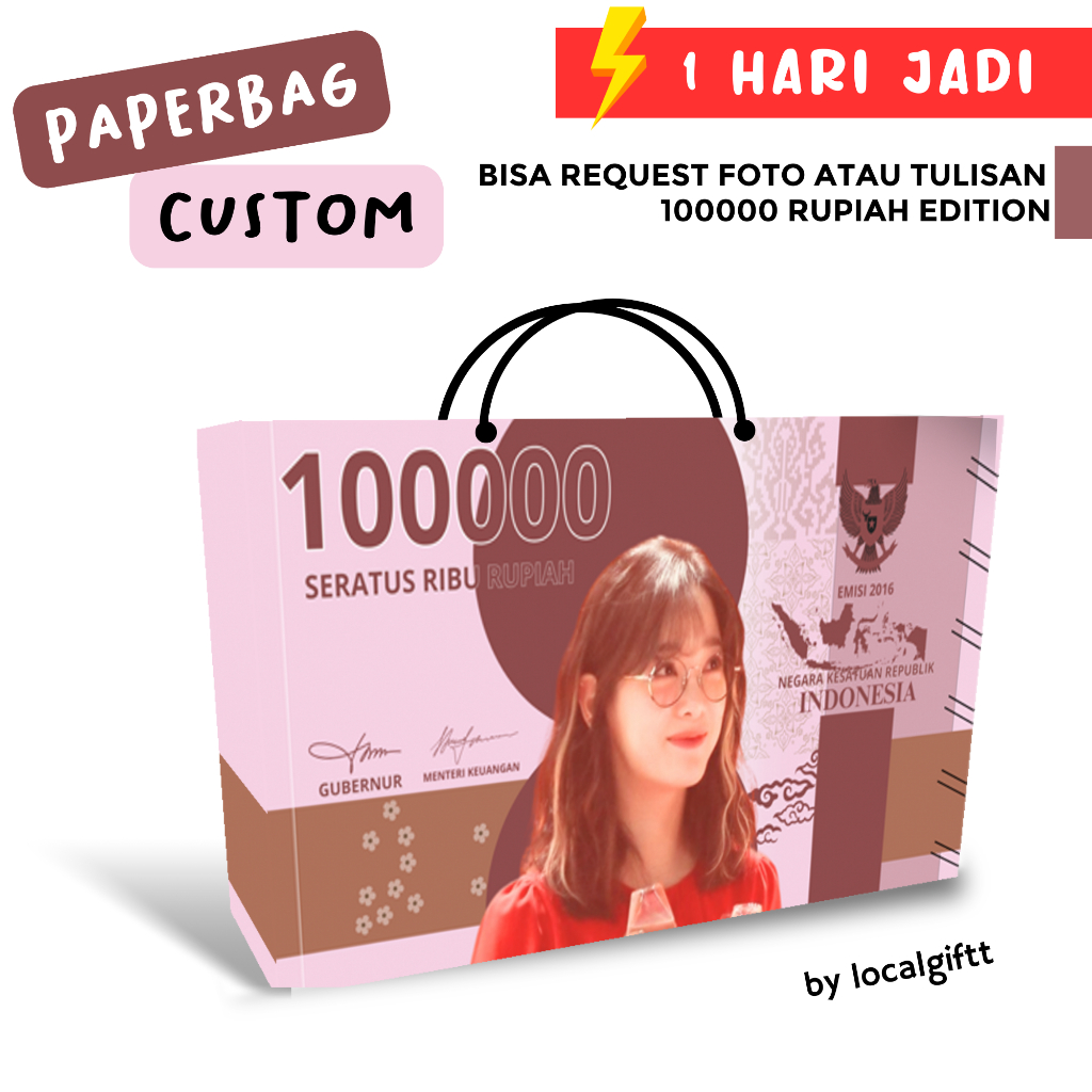 

Paperbag Custom 100000 Edition | Bisa request foto dan tulisan | Paperbag custom | Paperbag lucu | Paperbag Foto | Tas Custom