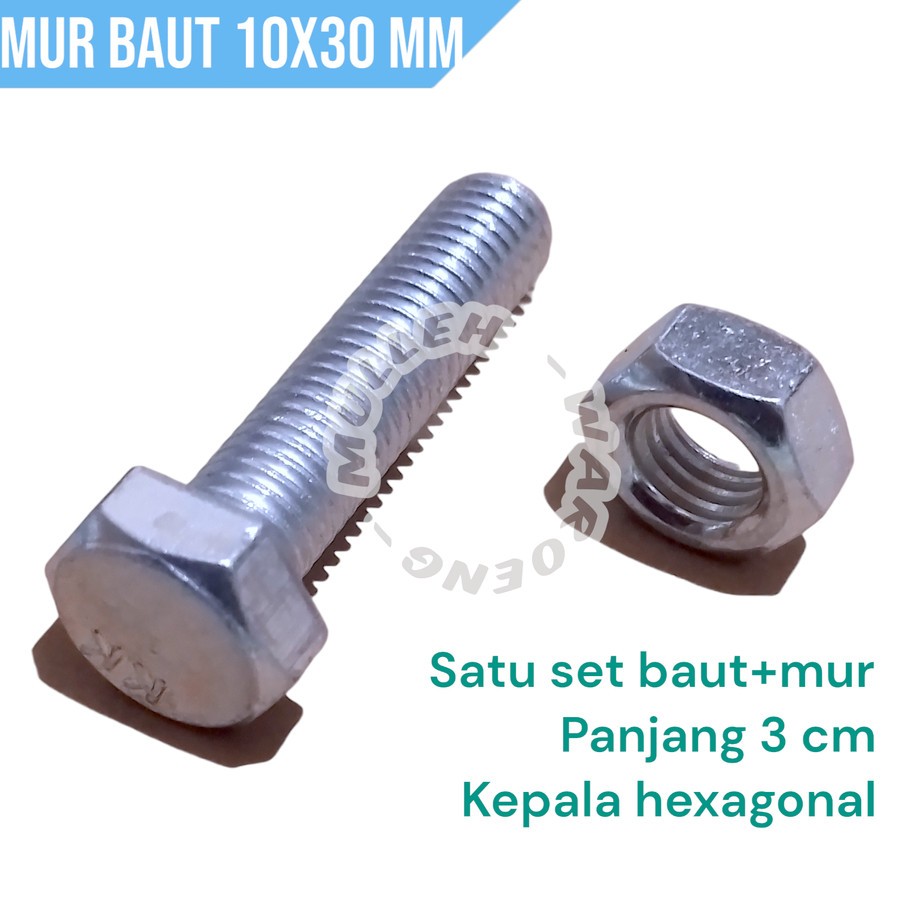 Mur Baut 10X30 / Bmp M10 X 30 Galvanis / Bmp M10 X 30 Murah