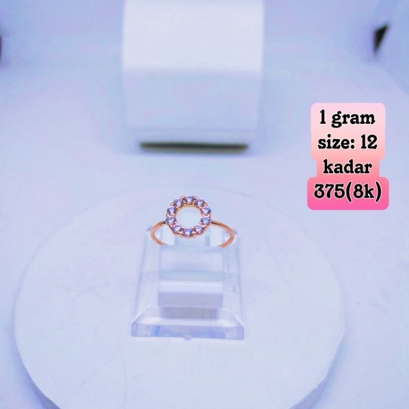 cincin emas 1 gr model bulat permata.mas kadar 375(8k)