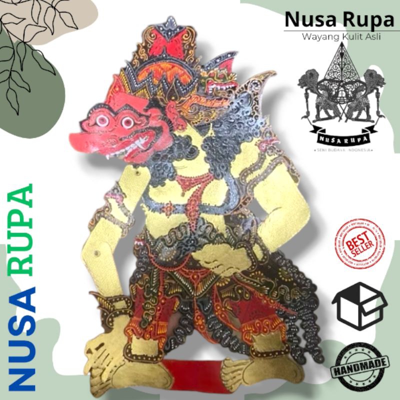 Wayang Kulit sapi Asli KUMBOKARNO / Buto Kumbokarno Ukuran 60cm Standar Dalang