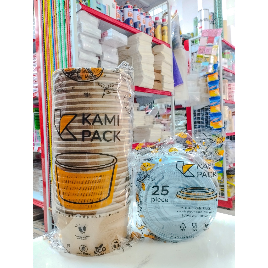 Paper Bowl 650ml Kraft + Tutup / Mangkok Kertas Bakso / Rice Bowl Paper