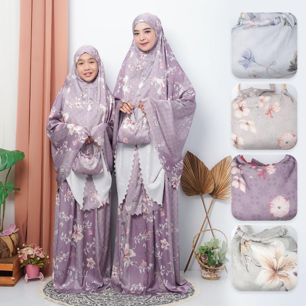 MethaMukena - Mukena Couple Vol 3/Mukena Motif Ibu dan Anak/Mukena Satin Silk/Mukena Premium