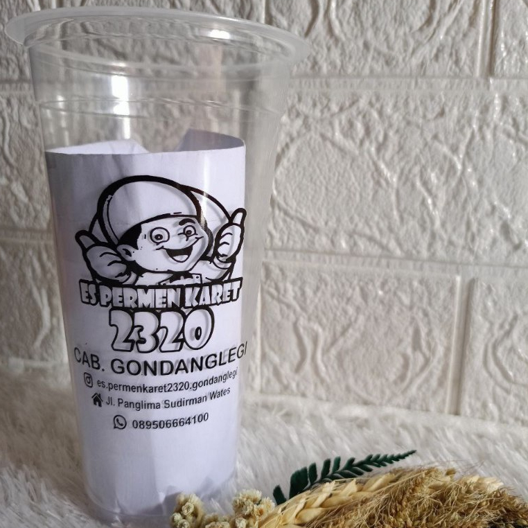 Cup Sablon Cup Datar 18oz dan 22oz Merk Hok | Gelas Cup Plastik Sablon