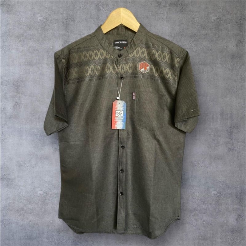 Atasan koko kemko pria lengan pendek warna olive